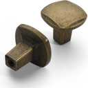 Asidrama 10 Pack Antique Brass Kitchen Cabinet Knobs - Square Vintage Retro Dresser Drawer Cabinet Hardware Zinc Knobs for Dresser Drawers