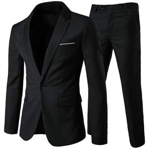 Cloudstyle Men's 2-Piece Suits Slim Fit 1 Button Dress Suit Jacket Blazer & Pants Set (Black, M)