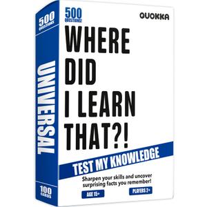 QUOKKA Trivia Card Games for Adults with 500 Questions Party Board Games for Adults, Teens and Families Trivia Cards with Answers in General Knowledge Fun Game for Family Game Night