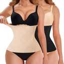 Nebility Womens' Waist Trainer Tummy Control Waist Cincher Slim Body Shaper (Black, L)