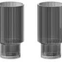 American Atelier Vintage Art Deco Fluted Drinking Glasses | Set of 2 | 11 oz | Modern Kitchen Glassware Set | Unique Cups for Weddings, Cocktails or Bar | Ribbed Glass Cup for Water