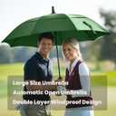 MRTLLOA Extra Large Green Golf Umbrella, 72 Inch Automatic Open, Oversize Double Canopy Vented Windproof Waterproof Sports Umbrellas for Rain(72 Inch Green)