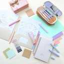 Cunno 28 Pcs Backpack Set Pencil Case Notebook Pen Insulated Cup File Folder Sticky Note Memo Pad Essentials Stationery Kit(White)