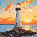 2 x Paint by Numbers for Adults Lighthouse,Adult Paint by Number Kits on Canvas,Sunset Scenery DIY Acrylic Paint by Numbers Gifts Home Decoration for Living Room