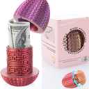 Egg Shaped Cash Maze Puzzle Box - Play Money for Kids, Teens, Adults,Money Gift Ideas for Birthday,Christmas,Easter & Holidays.Money Box for Cash Gift with Hidden Compartments,Fun Way to Give Money (Red+gold+purple)