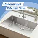32 Inch Undermount Kitchen Sink, 32x19x8" Single Bowl Stainless Steel Handmade 16 Gauge Under Counter Kitchen Sink Basin