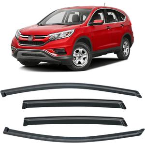 Window Visors for 2012-2016 Honda CRV CR-V, Rain Guards Shields Vent Deflector Shade Dark Smoke 2013 2014 2015 12 13 14 15 16, Tape-On, 4PCS