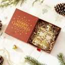 WDS WONDROUS Christmas Ornament Decorations for Home  Gold Snow Boots Shaped Glass, Xmas Hanging Ornament Whimsical for Holiday Decor Gift Christmas Party Decoration (Set of 1, Gold and White)