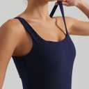 Womens Sports Bra  Workout Crop Tank Tops for WomenSleeveless Square Neck Padded Bras with Built in Bra (X-Small, Navy Blue)