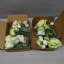 2 x 2 Bunches Green Peony Artificial Flowers for Decoration Small Faux Rose Fake Bouquet Silk Arrangements Table Centerpiece for Vase Cake Topper Bridal Baby Shower (2, Green White)