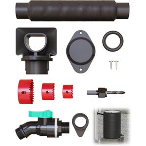Rain Barrel Diverter Kit, Rain Barrel Downspout Spigot Diverter Kit for Rectangular Downspouts, Include Spigot and Diverter kit, Easily Turn Containers into Rain Barrels (with Hole Saw Set)