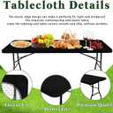 4 Pack Picnic Table Cover Fitted Elastic Tablecloth for 6 Foot Rectangle Tables Waterproof Stretch Washable Folding Indoor and Outdoor Spandex Table Cloth for Parties Camping (Black,30" x 72")