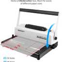 MAKEASY Coil Spiral Binding Machine 4:1 pitch - Manual Hole Punch - Electric Coil Inserter - Adjustable Side Margin - for Letter Size/A4/A5, Comes with 1 Box 5/16'' Plastic Coil Binding Spines & Plier