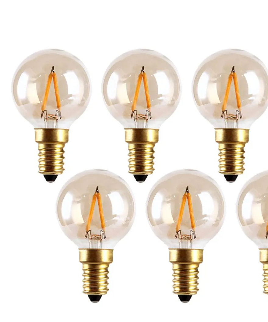 E14 Vintage Edison LED Light Bulbs 1W Non-Dimmable, European Base Warm White 2200K 10 Watt Replacement G40 Equivalent Filament Mini Globe Bulb for Decorative Lamp, Amber Glow, 110V (5 Pack)