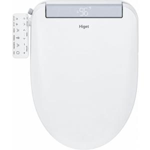 Higet Heated Bidet Toilet Seat, Electric, Elongated, Side Control Panel