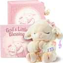 Baptism Gifts for Girl, Catholic Christening, Baby Dedication & Baptismal Gift Set for Baby Girls & Kids - with 9" Musical Praying Lamb Plush Toy & God's Little Blessing Book in Keepsake Box