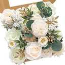 Serwalin Artificial Flowers White Peony Flowers Fake Wedding Flowers Cake Flowers for Wedding Bouquets Bridal Shower Centerpieces Floral Arrangements Party Decor