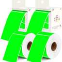 PARLAIM 3x5 inch Rectangle Color Code Stickers, 1000PCS 4 Rolls Square Adhesive Inventory Label, Fluorescent Green