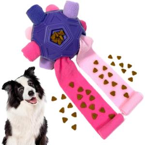 Snuffle Ball for Dog Toys Unbreakable Upgrade Ball Interactive Toy Foraging Snuffle Mat Puppy Treat Dispenser Slow Feeder Dog Puzzle Toys for Small, Medium, Large Pets (Red Pink Purple)