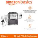 Amazon Basics Portable, Foldable Metal Wire Dog Crate with Removable Tray, Double Door, Divider Panel, Easy to Assemble, 30 x 19 x 21 in, Black