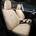FREESOO for Toyota Corolla Seat Covers L LE XLE, LE Eco Sedan 2014 2015 2016 2017 2018 2019, Custom Car Seat Covers, Luxury Leather Seat Covers for Cars, Waterproof Seat Protector, Beige Full Set