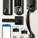 Veise VE06-H Smart Front Door Lock Set, App Control, Keyless Entry Deadbolt with Lever Handle, Electronic Digital Touchscreen Keypad, Auto Lock, Easy Install, Matte Black