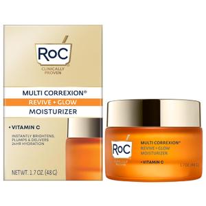RoC Multi Correxion Revive + Glow 10% Vitamin C Moisturizer for Face, Anti-Aging Gel Cream, Instant Glow, Hypo-Allegenic, Oil-Free, 1.7 Ounces