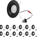 Premium Iron 6-Inch Retrofit LED Recessed Lighting - Dimmable 13.5W 1200LM LED Can Lights, 2700K-6000K Adjustable CRI80, 6inch 12P Black
