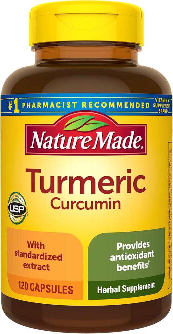 Nature Made Turmeric Curcumin 500 mg, Turmeric Curcumin Supplement for Antioxidant Support, Herbal Supplements, 120 Capsules, 120 Day Supply (EXP 01/01/29)