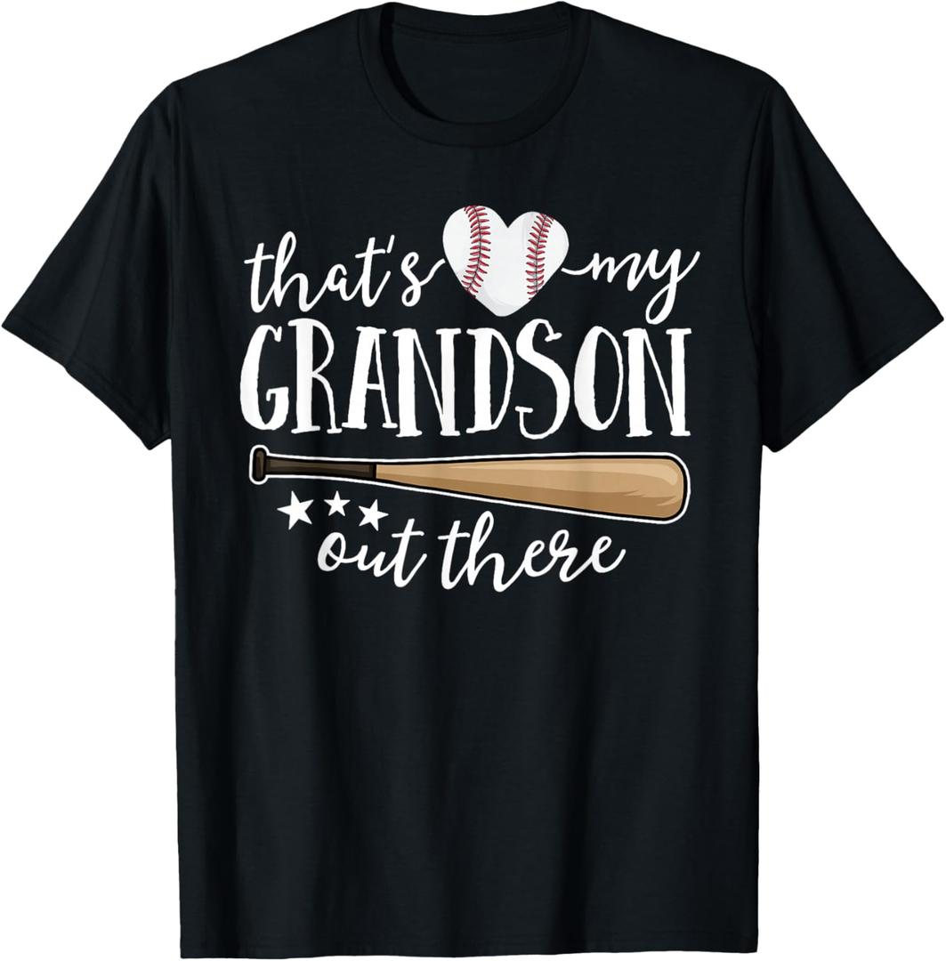 That's My Grandson Out There Gift Women Baseball Grandma T-Shirt XL