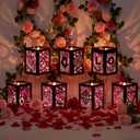 Retisee 24 Pcs Valentine's Day Decorations Paper Lanterns Craft Kits Valentine's Day Candles Holders Paper Boxes Lanterns DIY Craft Kits for Home Decorations Art Project