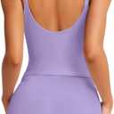 LASLULU Womens Adjustable Spaghetti Strap Sports Bra V Neck Wireless Padded Yoga Bra Camisole Workout Crop Tops (Purple, XL)