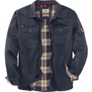 Legendary Whitetails Mens Flannel Lined Shirt Jacket Waxed Cotton Water Resistant Shacket (Large, Navy)