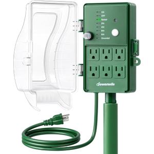 DEWENWILS Outdoor Power Stake Timer, Waterproof Dusk to Dawn Timer with 6 Grounded Outlets, 6FT Extension Cord, 1800W/15A Heavy Duty Outlet for Lights, Yard, Garden, ETL Listed