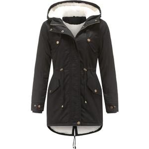 HOW'ON Women's Hooded Winter Coat Warm Fleeced Lined Long Jackets Thicken Parka Jacket (Medium, Black)