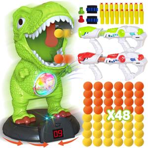 Moveable Dinosaur Shooting Game Toy, KPPIT Shooting Target for Kids with 2 Air Toy Guns, LCD Score Record, Electronic Target, Dinosaur Shooting Toy for Boys Kids 5 6 7 8+ Year Old Christmas Birthday Gift