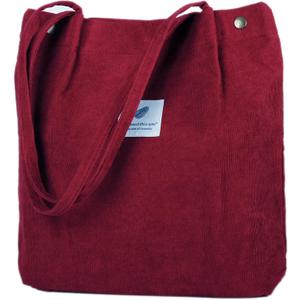 Corduroy Tote Bag Cute Tote Bags for Women Shoulder Bag with Inner Pocket for Work Beach Travel and Shopping Grocery