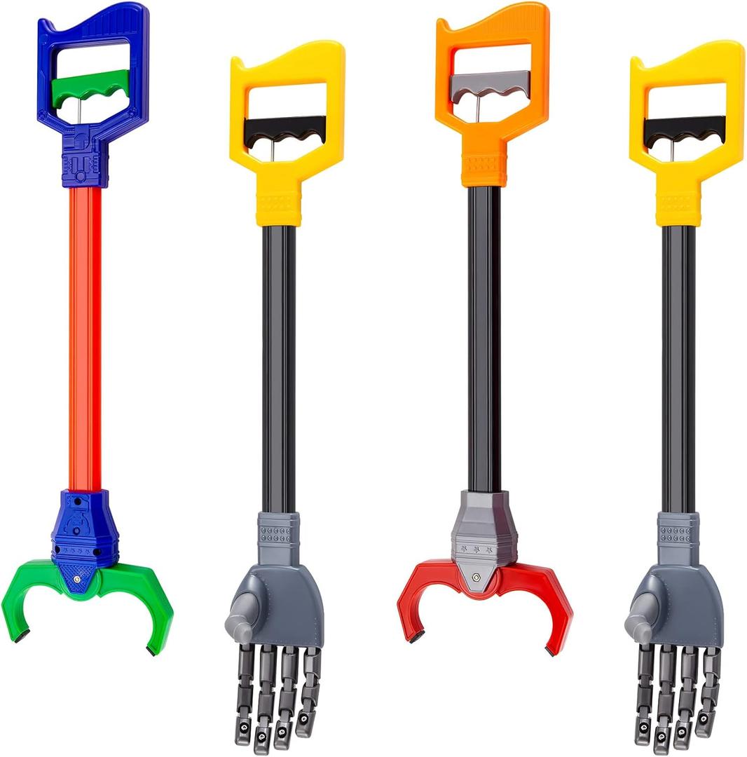 Lewtemi 4 Pcs Interactive Grabber Toy for Kids Claw Robot Arm Pack Reacher Pickup Tool for Boys Girls Children Fun Early Learning and Hand Eye Coordination Play, 18 Inch (Red,Blue,Gray) Lewtemi 4 Pcs Interactive Grabber Toy for Kids Claw Robot Arm Pack Reacher Pickup Tool for Boys Girls Children Fun Early Learning and Hand Eye Coordination Play, 18 Inch (Red,Blue,Gray)