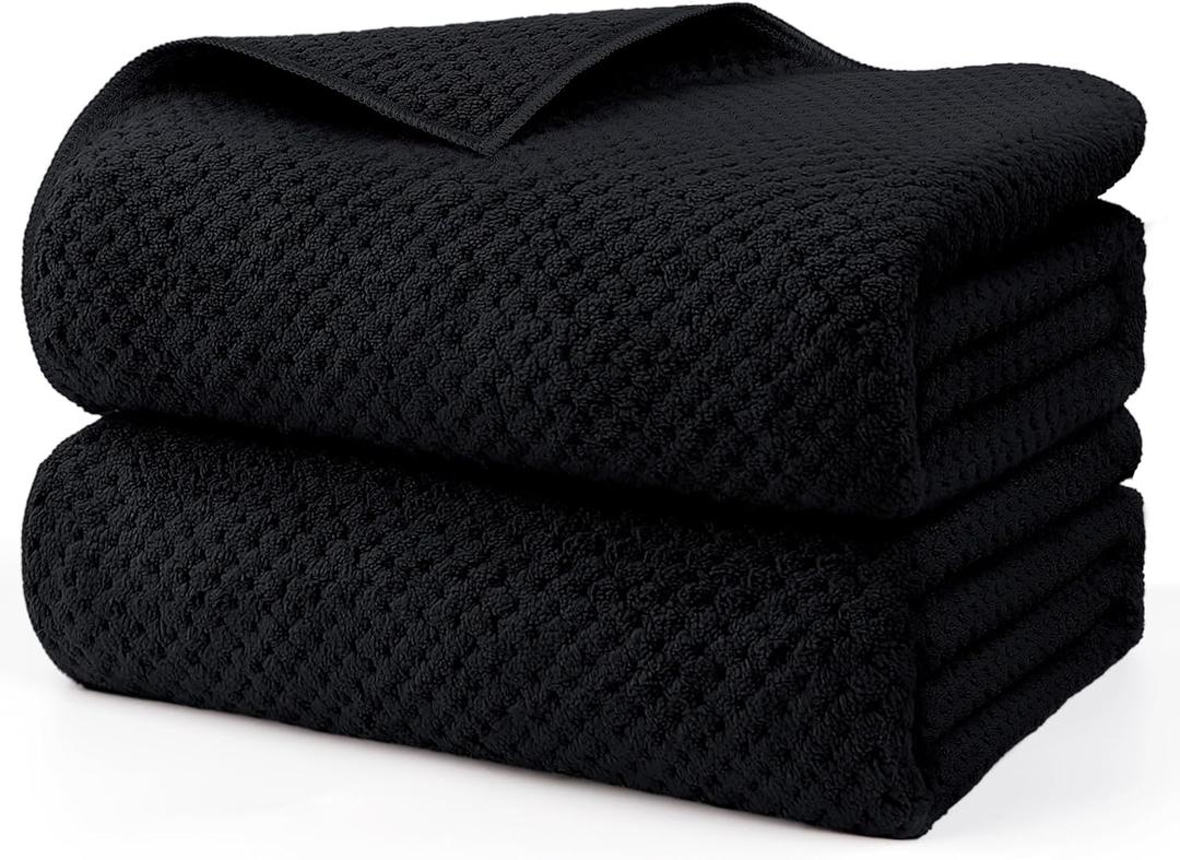 HOMEXCEL Bath Sheets Towels Set Pack of 2 (35 x 70 Inches), Ultra Soft Bath Towels for Bathroom, Lightweight and Quick Drying Towel for Body, Yoga, SPA, Fitness, Black