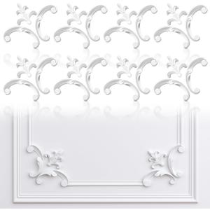 Pangda Corner Wall Molding French Style Wainscoting Panels Flora Moulding Corner Panel Wall Molding Kit for Cabinet Picture Frames Decor, Not Include Glue(8 Pcs,Fleur De Lis Style)