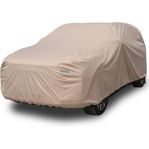 Coverado Car Cover Waterproof All Weather, SUV Car Covers with Locking Cable, Outdoor Full Car Cover Rain Sun UV Protection, Car Covers for Automobiles Universal Fit for SUV (191"-205") (Brown)