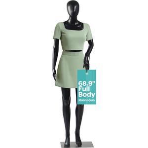 SereneLife Premium Female Mannequin 68.9" Life-Size Dress Form with Realistic Face, Rotating Head, Flexible Limbs, Detachable Body & Sturdy Metal Base for Boutiques, Exhibits & Fashion Display
