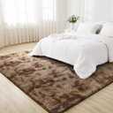 Litanika 9x12 Shag Area Rug for Living Room Bedroom, Tie-Dyed Brown High Pile Soft Plush Shaggy Furry Bedside Playroom Dorm Carpet, Non-Slip, Non-Shedding Modern Indoor Floor Rug