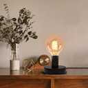 Industrial Table Lamp Base,Small Polished Metal Desktop Light Sockets Base Only,Vintage E26/E27 Edison Screw Light Bulb Holder Base,with 6ft Cord Switch Plug Bulb Base HolderBlack