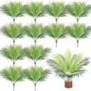 Giegxin Artificial Palm Leaves 14 x 7.5 Inch Faux Palm Tree Leaves Fronds Bulk Fake Tropical Greenery Plants Decor for Tropical Jungle Theme Rainforest Backdrop Party Decoration (12 Pieces)