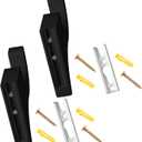 Briwooody 2 Pack Wooden Curtain Rod Brackets Curtain Rod Holder Wood Brackets Classics 3 1/2" Return Bracket for 2" Pole (Black)