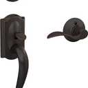 Schlage F60 V CAM 716 ACC Camelot Front Entry Handleset with Accent Lever, Deadbolt Keyed 1 Side, Aged Bronze