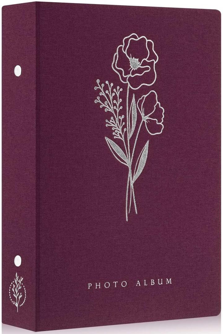Lanpn Photo Album 4x6 300 Pockets, Linen Photo Albums Holds 300 Horizontal Pictures Only Purple