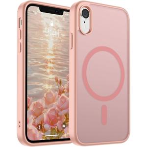 SUPFINE Magnetic for iPhone XR Phone Case(Compatible with MagSafe)(Military Grade Drop Protection) Slim Translucent Matte Shockproof with Anti-Fingerprint Phone Case,Pink