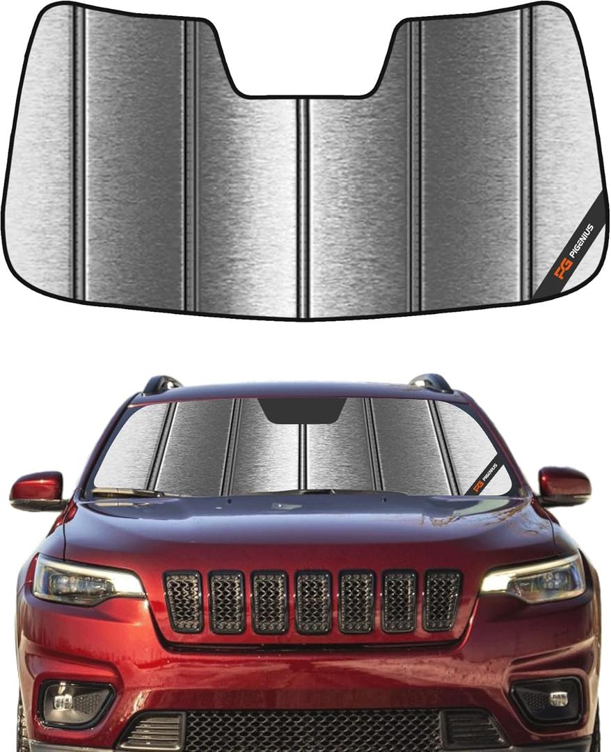 Windshield Sunshade for Jeep Cherokee 2014-2023 Front Window Sun Shade - Metallic